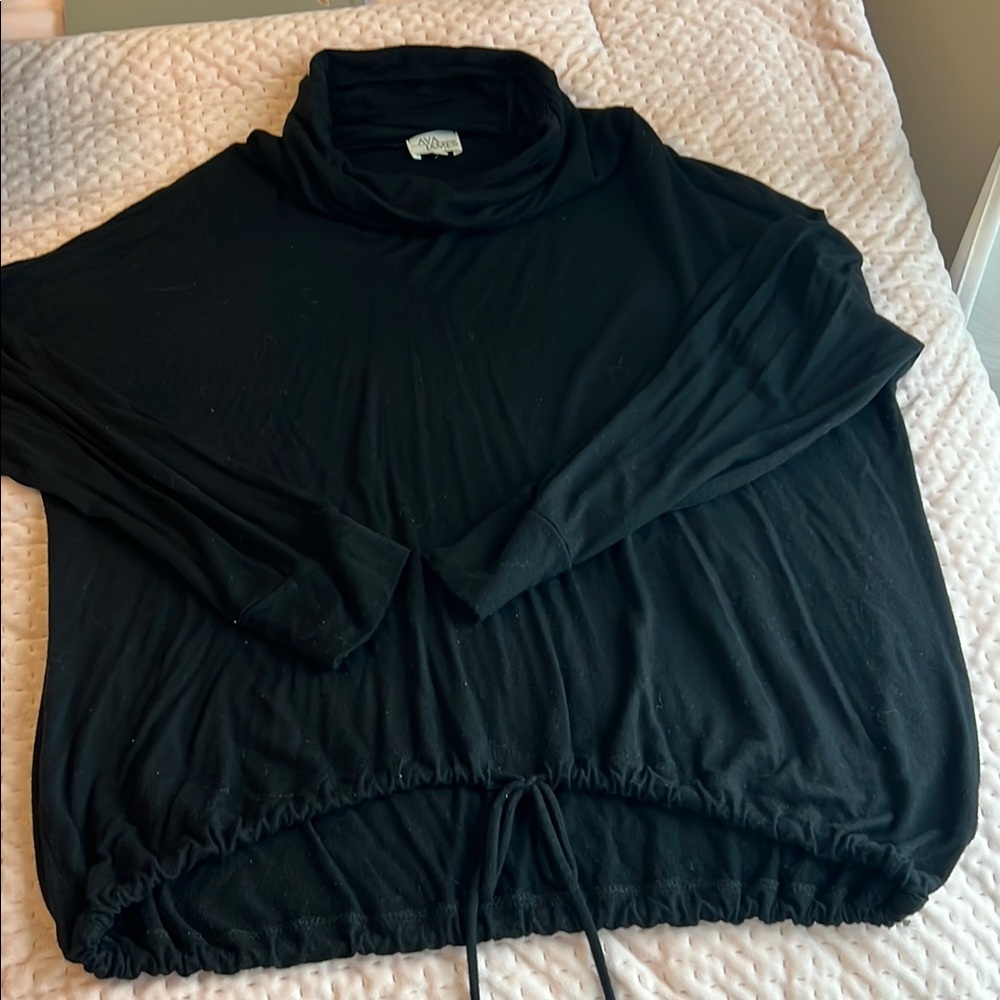 Black Cowl Turtleneck Sweater with Relaxed Fit
